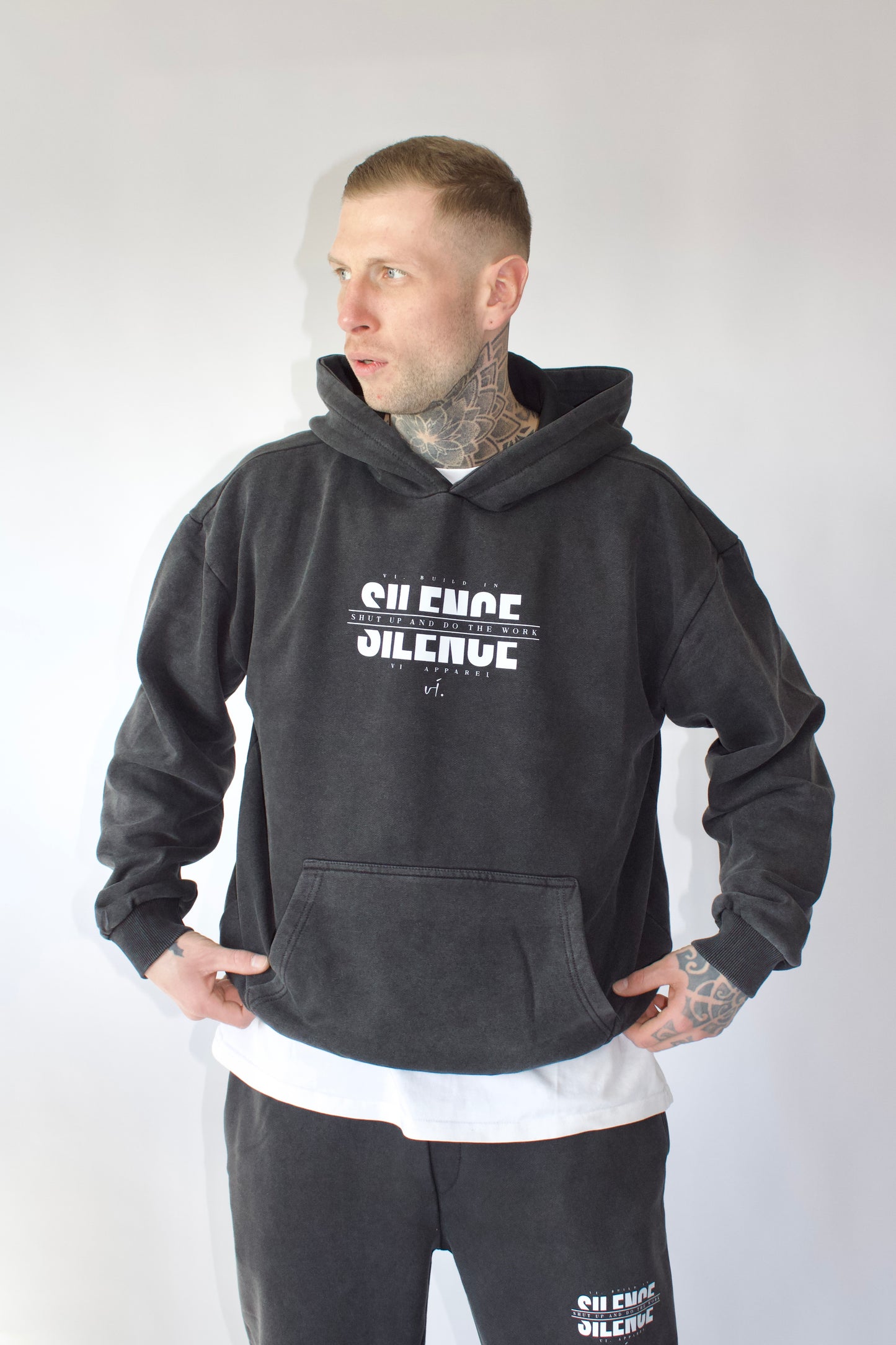 vi. BUILD IN SILENCE Oversized Hoodie men